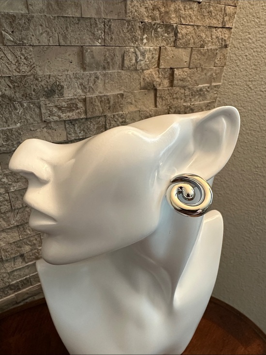 Fashion Jewelry Jewelry - Polished Spiral Stud Earrings in Silver Tone